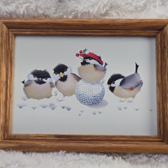 V. Pfeiffer Winter Whimsy: Chickadee Holiday Gathering – Framed Art Print - Picture 1 of 5